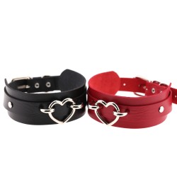 silver heart punk collar